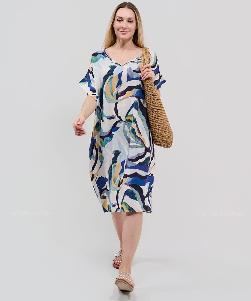 Casual, Abito Corto con Tasche – Ornella Caftan™
